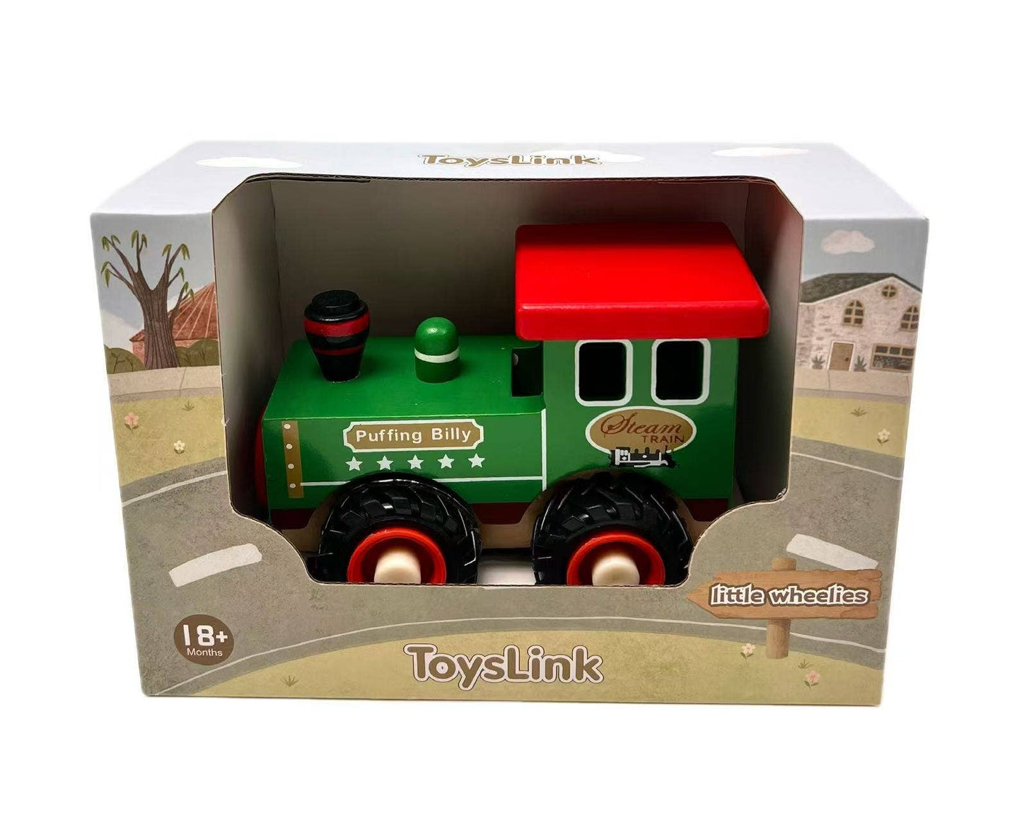 Toyslink Puffing Billy Green Wooden Train for Kids