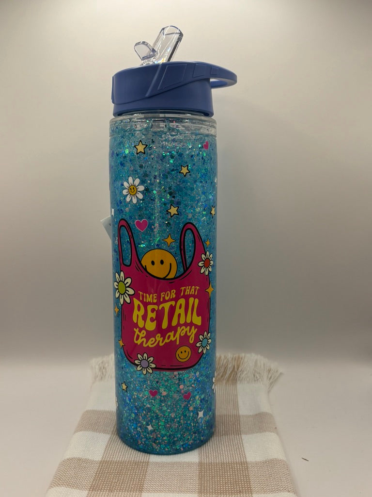 Retail Therapy | 750ml Flip Top Snow Globe Acrylic Drink Bottle
