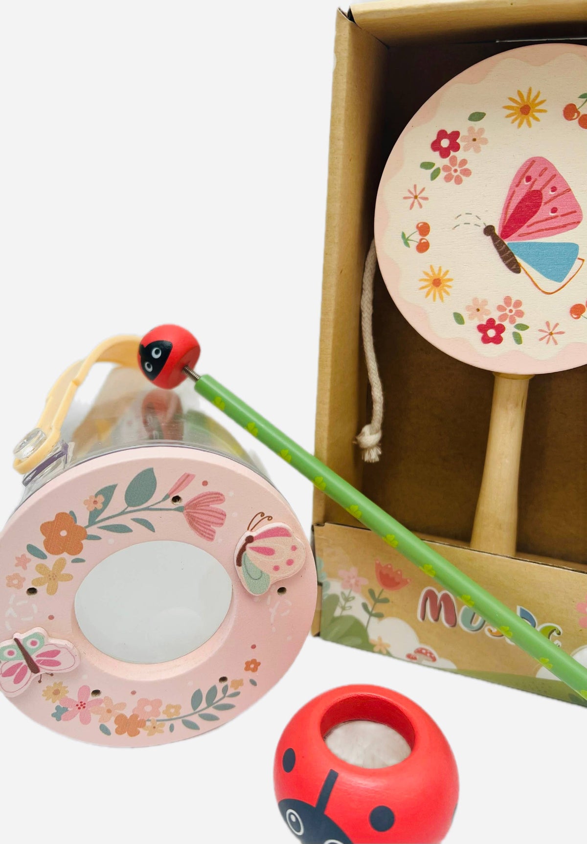 Wooden Ladybug & Butterfly