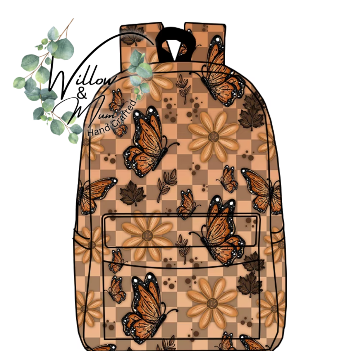 PRE ORDER School Bag | Tan Butterflies
