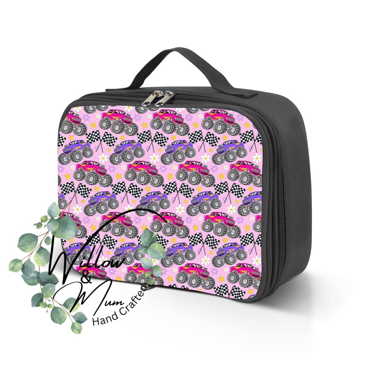 PRE ORDER School Bag | Pink Monster Trucks