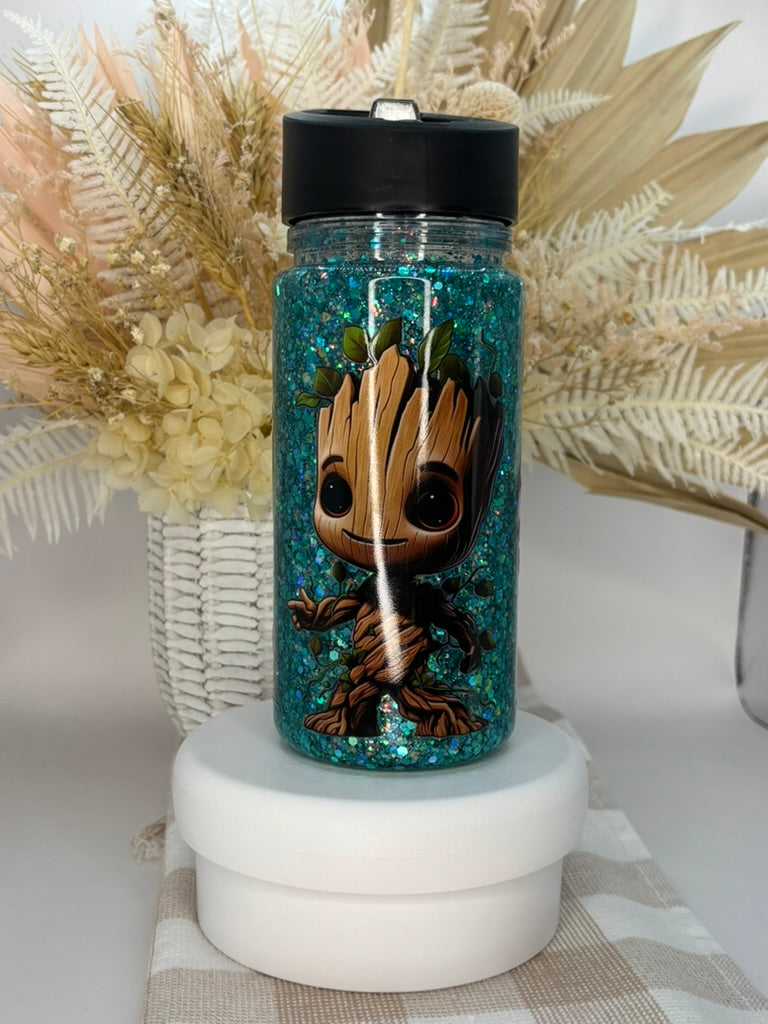10oz Flip Top Snow Globe Acrylic Drink Bottle | Groot