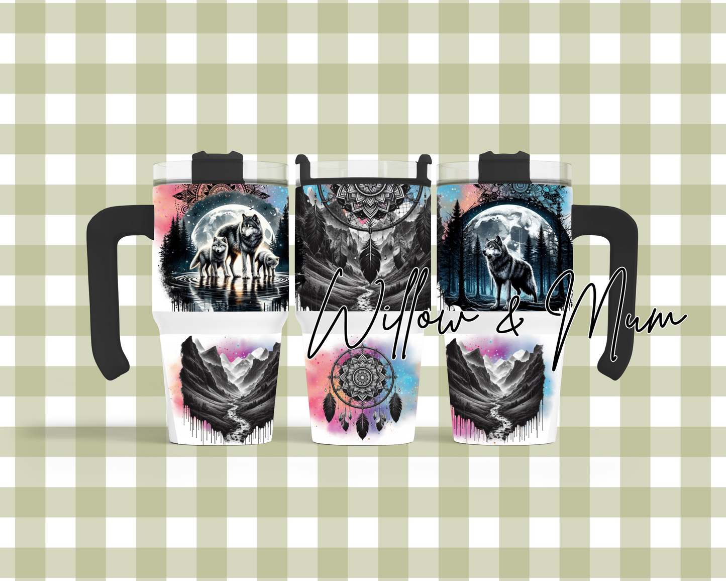 20oz Tumbler w Handle | Wolfs| 3