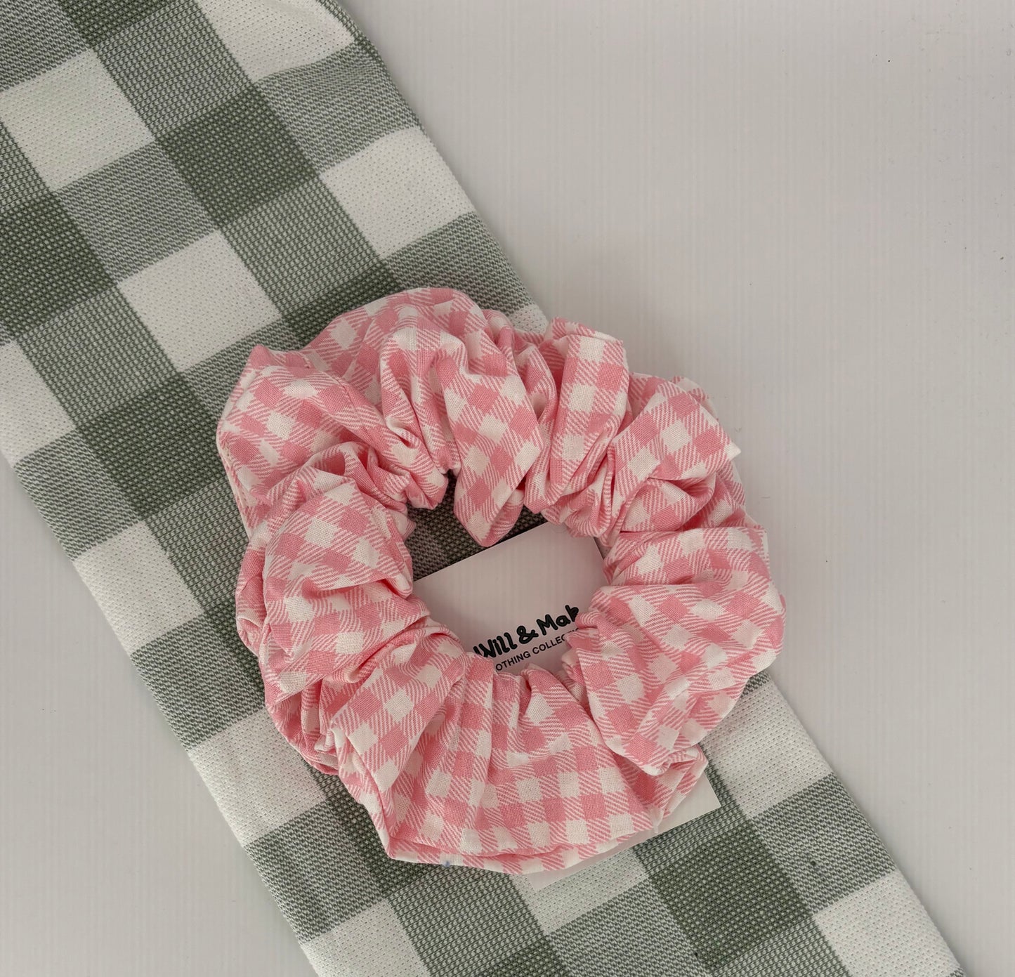 XL Hair Scrunchie | Pink Gingham
