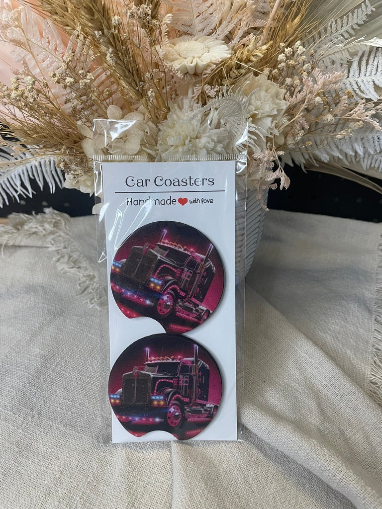 Pink Truck |Car Coaster (2pcs)