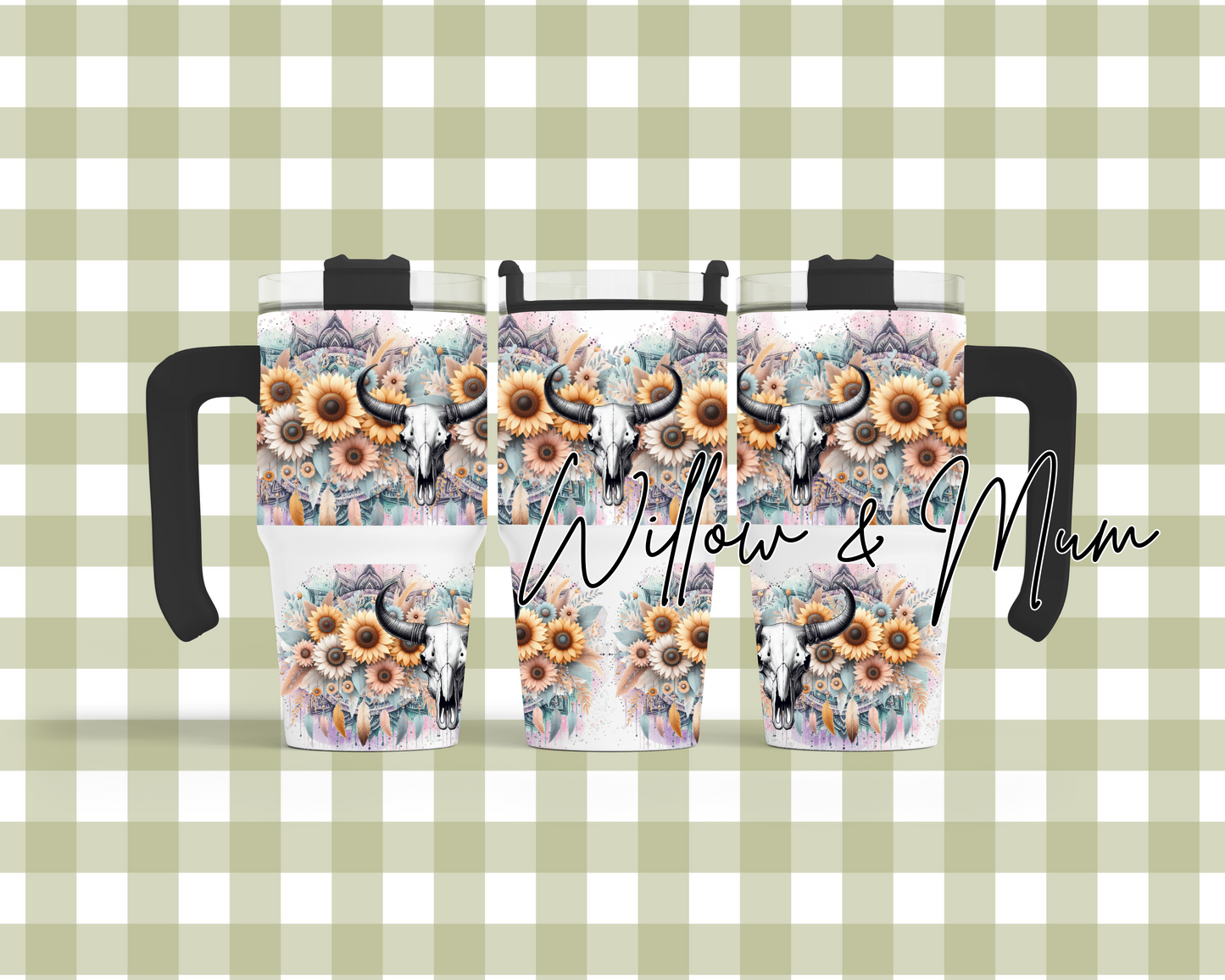 20oz Tumbler w Handle | Horns | 4
