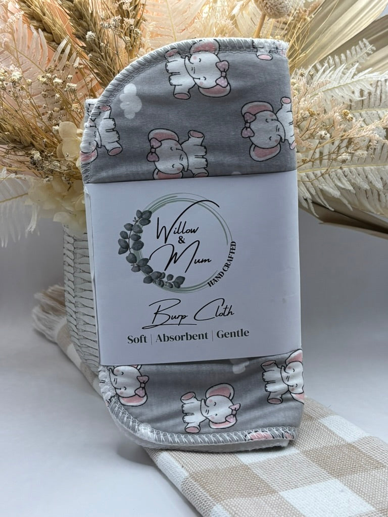 Baby Burp Cloth | Grey Elephant