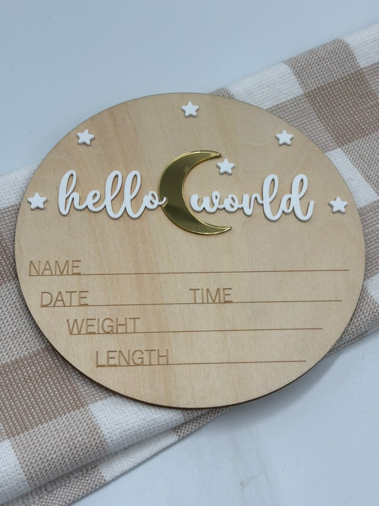 Plaque Hello World | Gold Moon