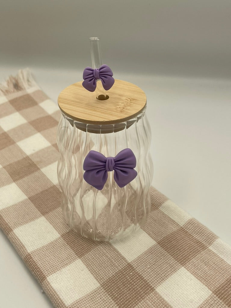 Glass Bow Tumbler | Purple squiggle