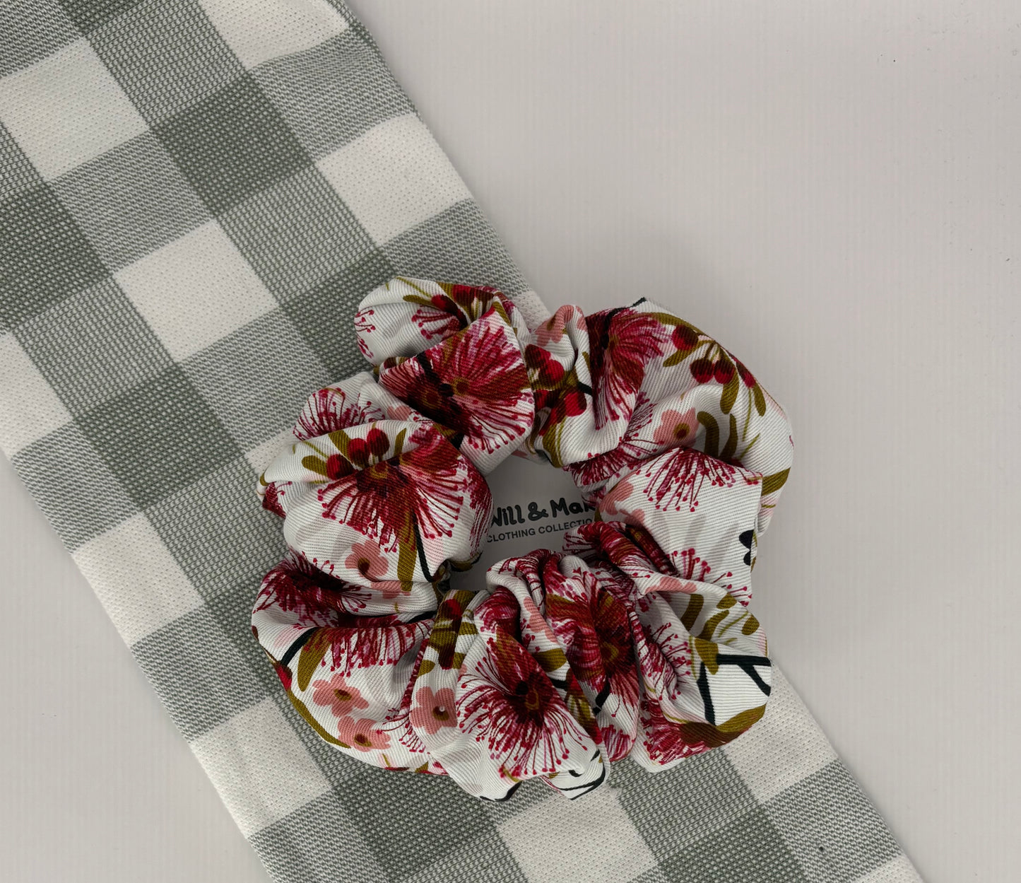 XL Hair Scrunchie | Red flower
