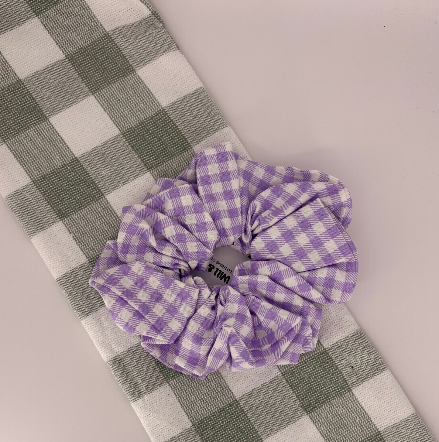 XL Hair Scrunchie | Purple Gingham