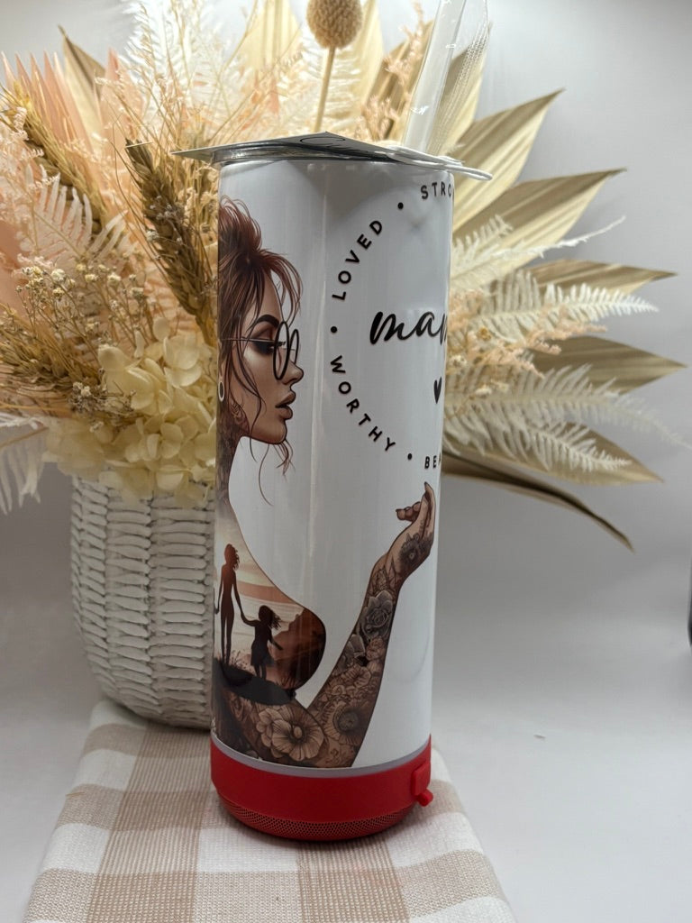 20oz straight Tumbler w bluetooth speaker | Mama