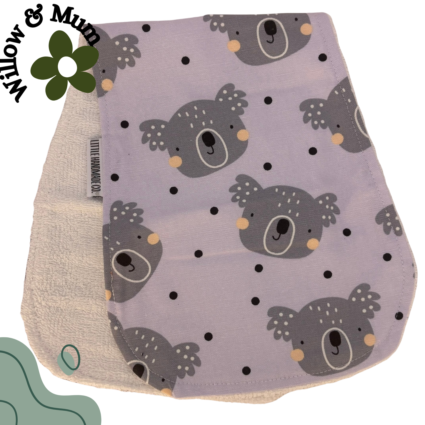 Baby Burp Cloth | Grey Koala