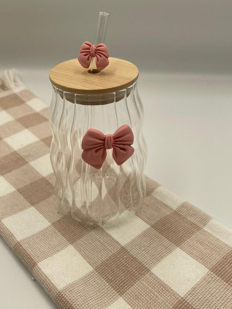 Glass Bow Tumbler | Pink Squiggle
