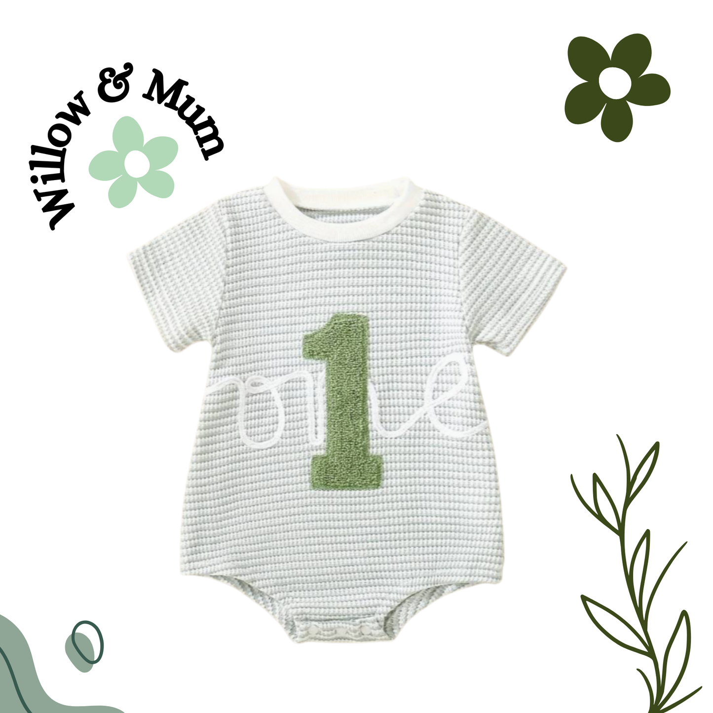 "One" Romper Green