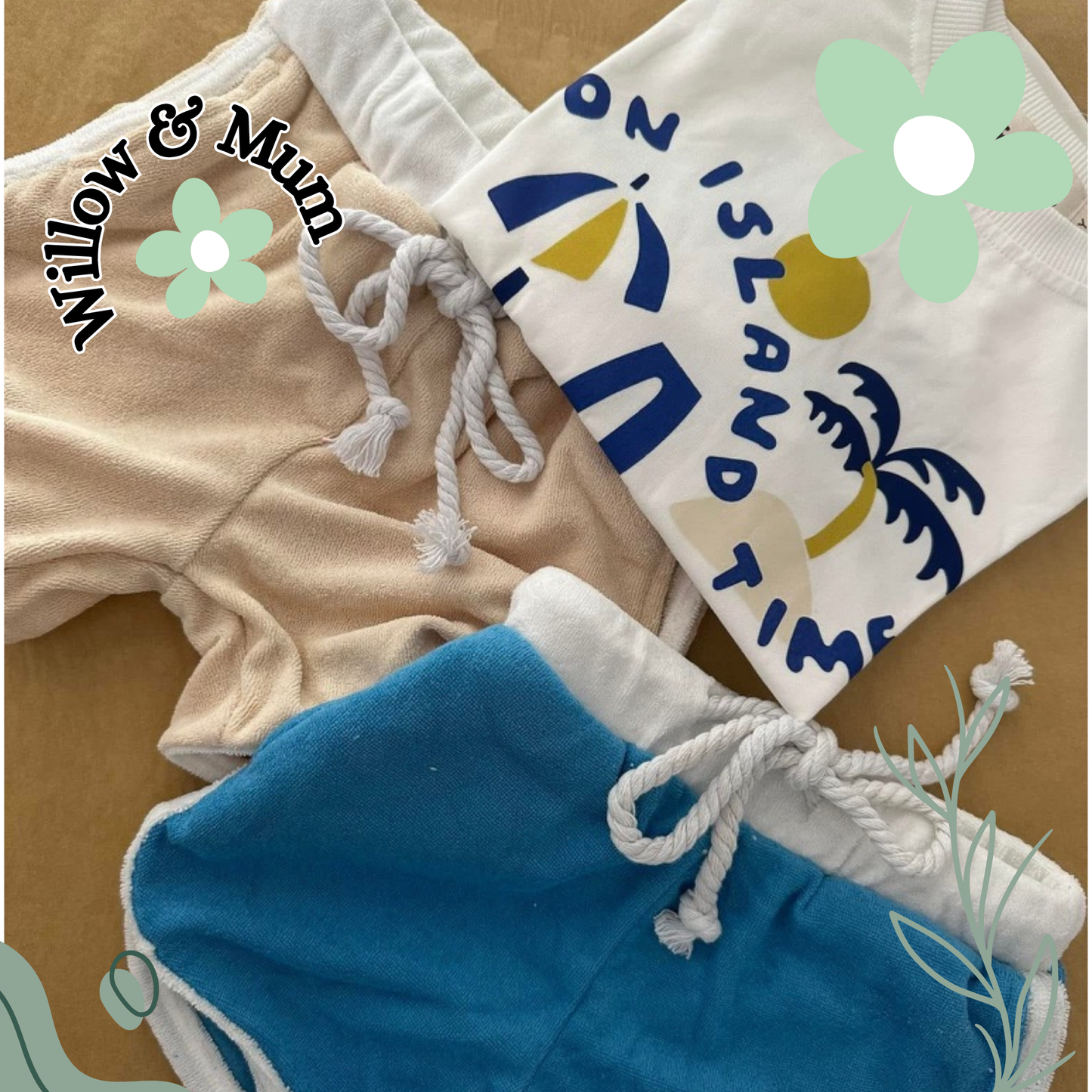 Blue Terry Towelling Shorts