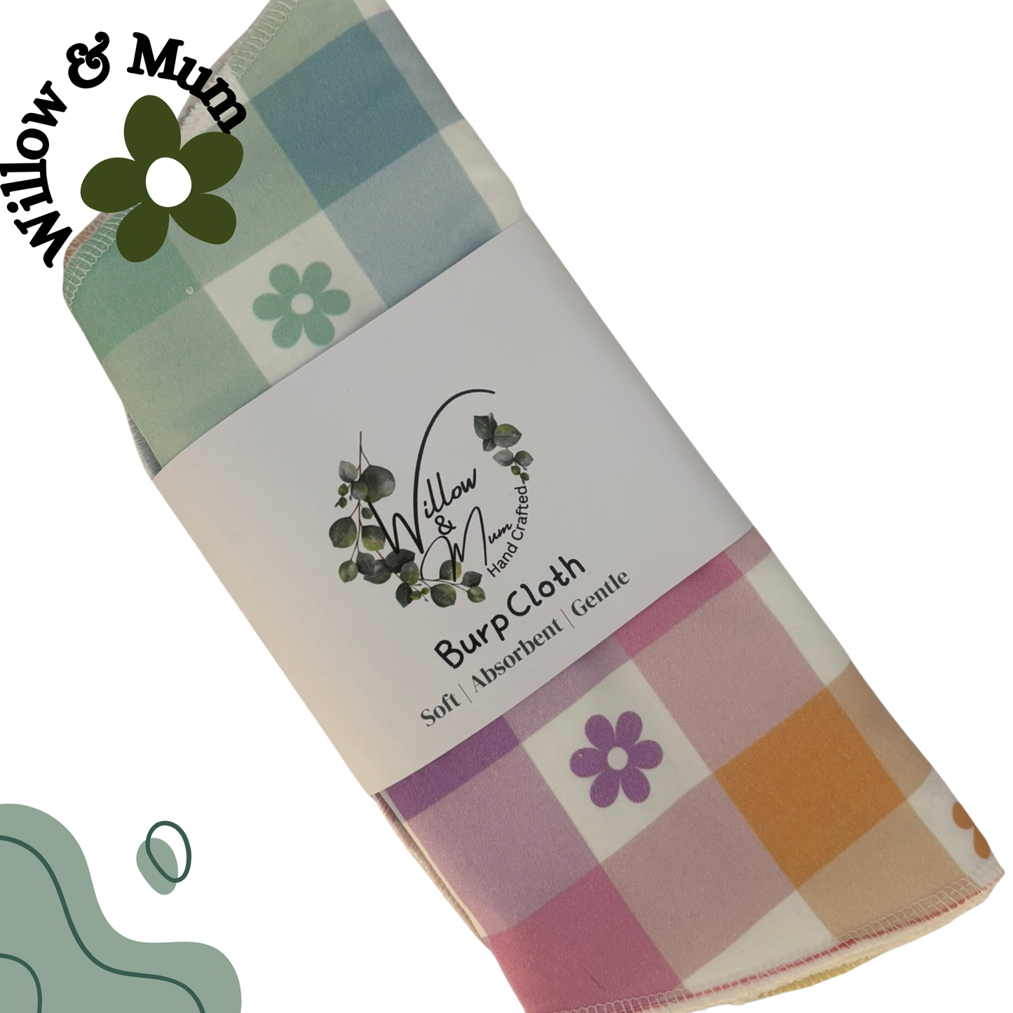 XL Baby Burp Cloth | Rainbow checks