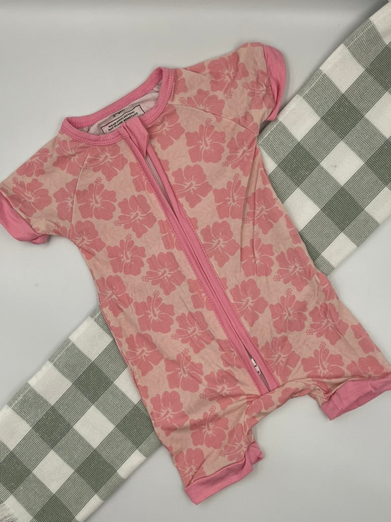 Pink Hibiscus Romper | 3-6M