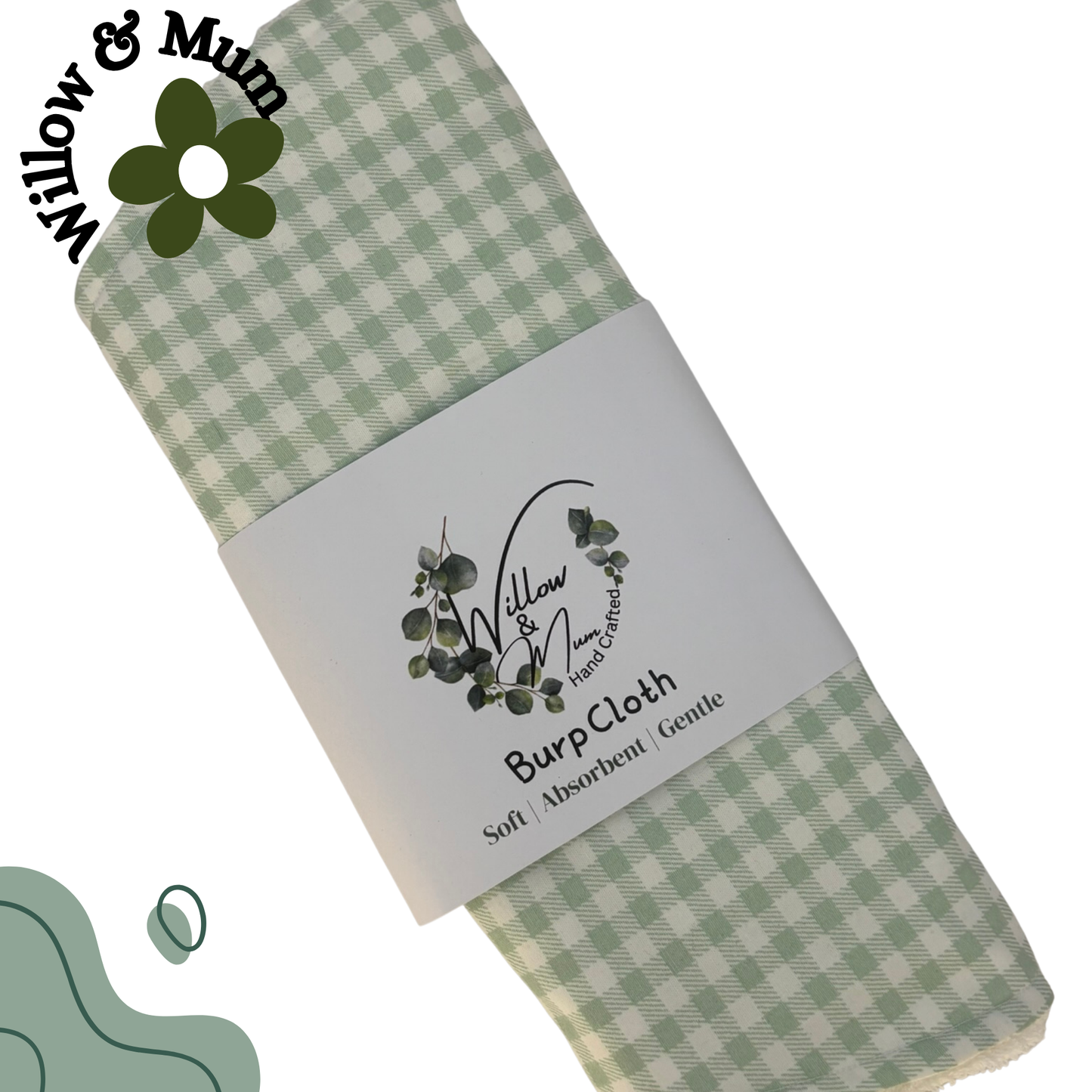 XL Baby Burp Cloth | Green Gingham
