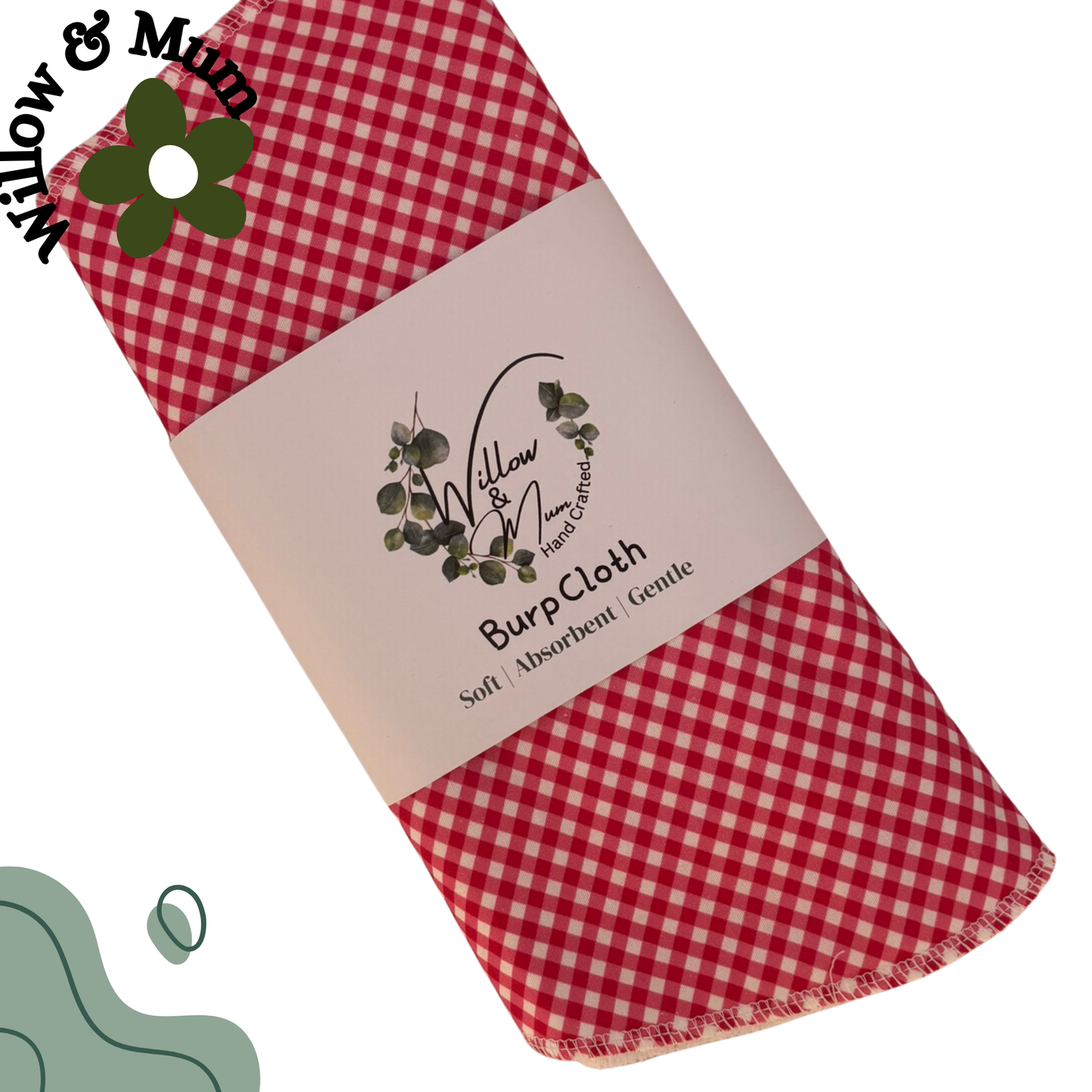 XL Baby Burp Cloth | Red Gingham