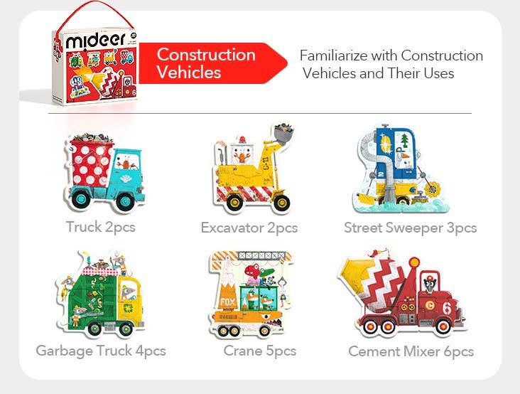 MiDeer My First Artist Puzzle - Construction vehicles
