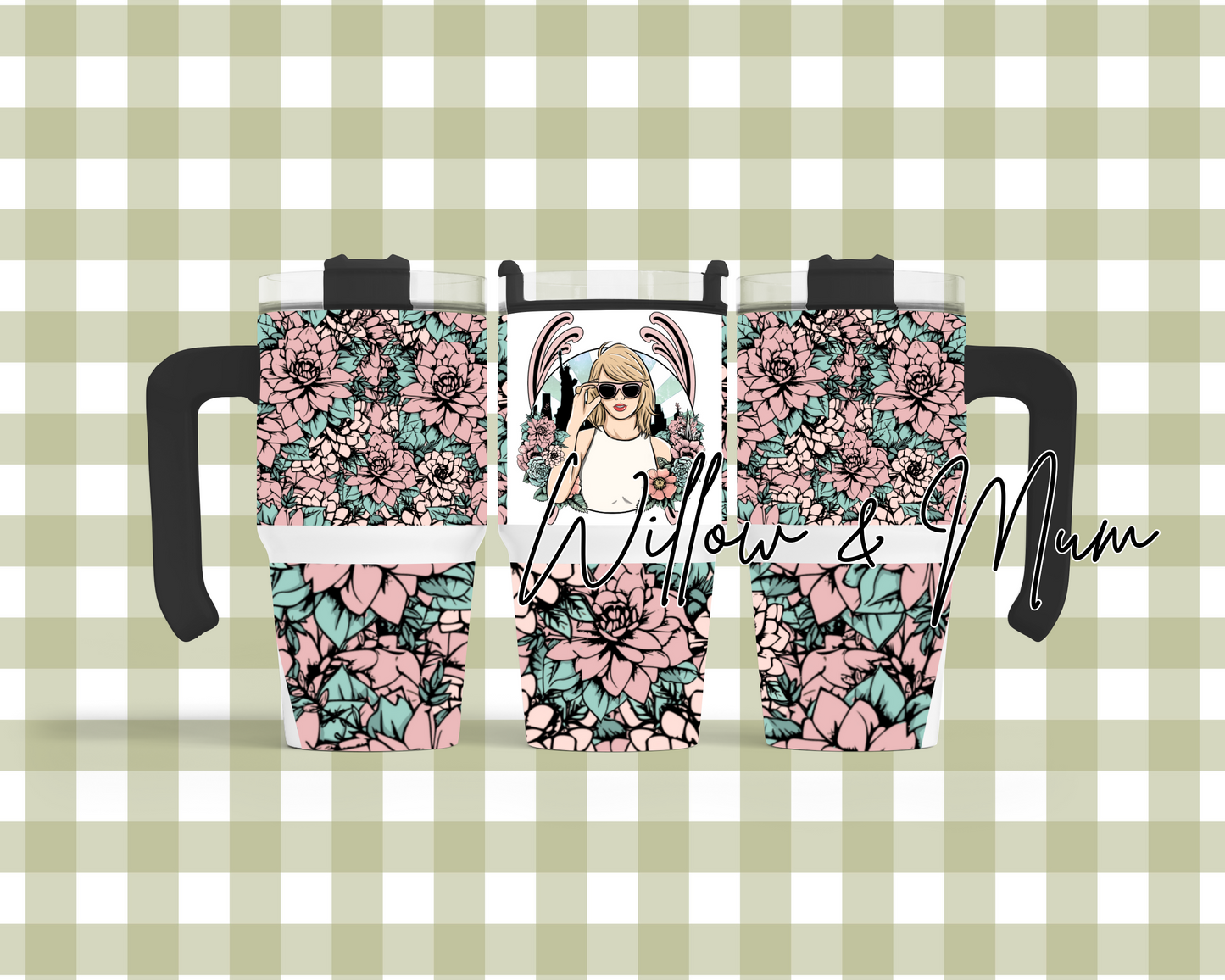 20oz Tumbler w Handle | Taylor Swift Flowers | 9