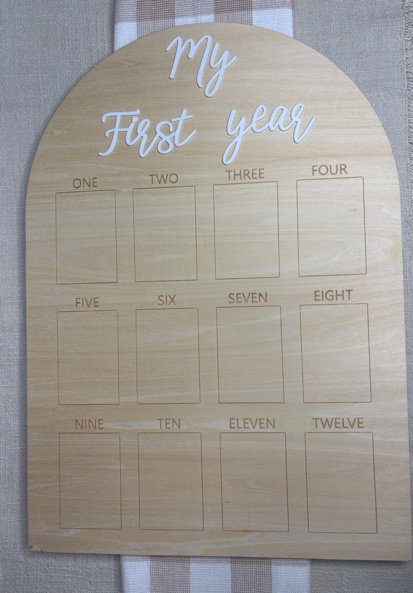 My First Year Wooden Milestone Photo Frame | White Acrylic