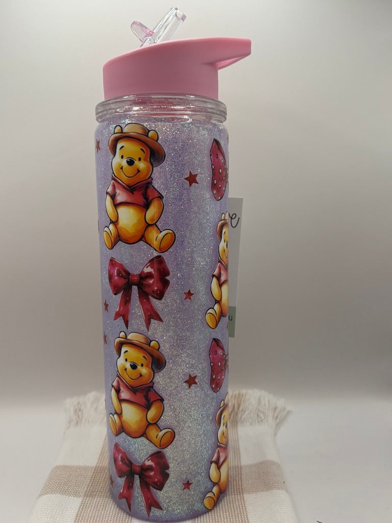 Red Pooh | 750ml Flip Top Snow Globe Acrylic Drink Bottle