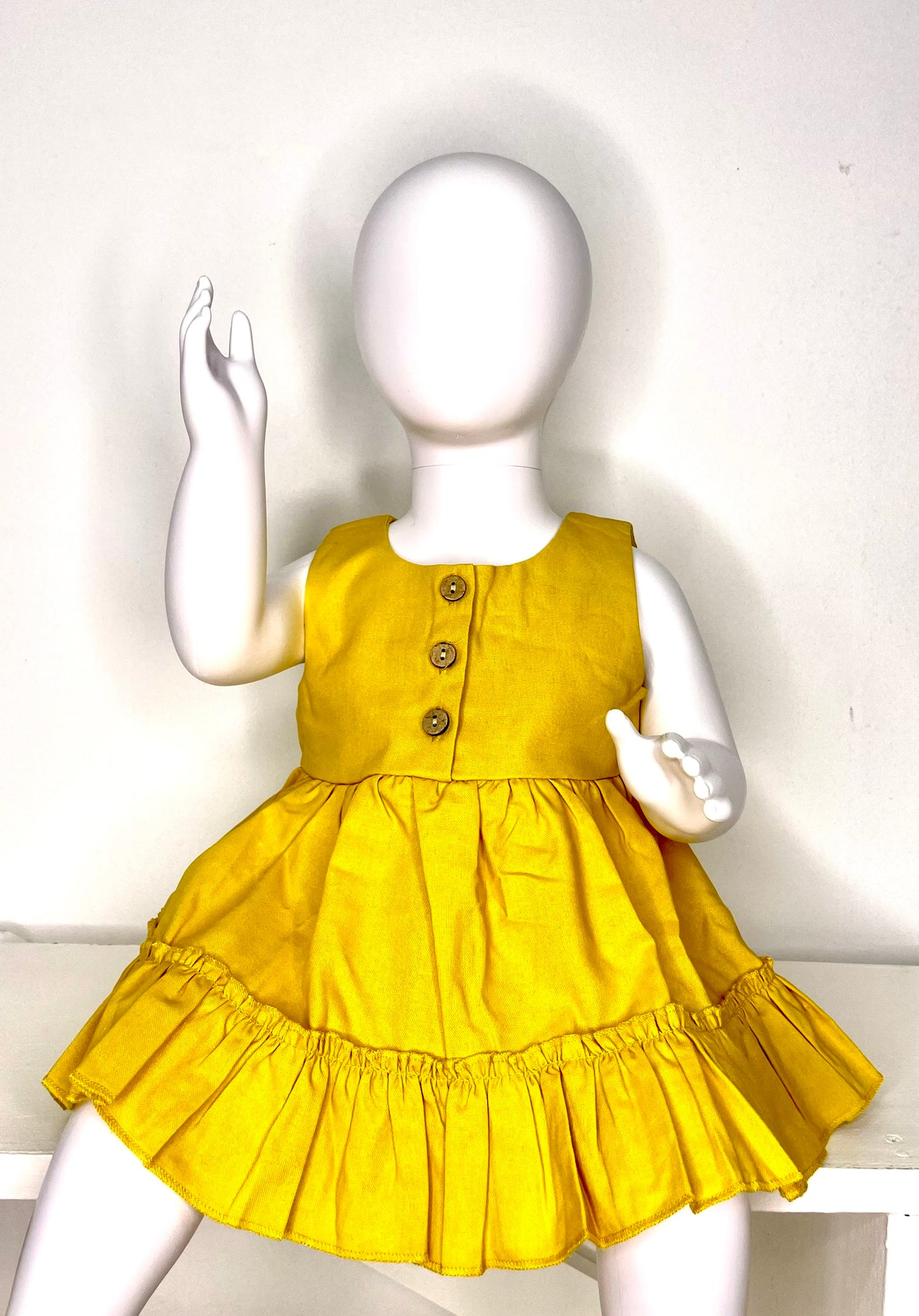 Flare Cotton Linen Outfit | Mustard