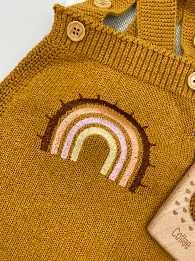 Knit Rainbow Romper | Caramel