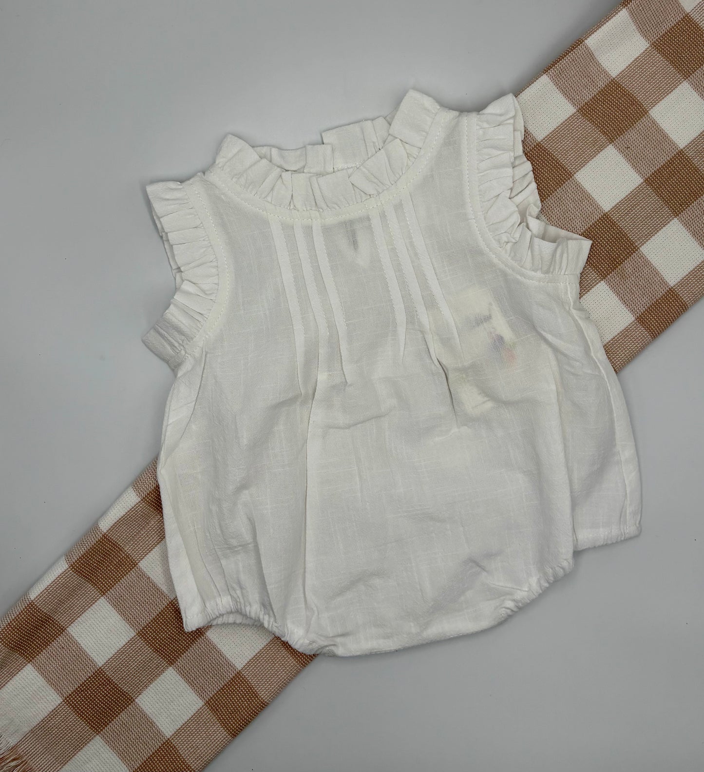 Frills Linen Romper White | 0-6m
