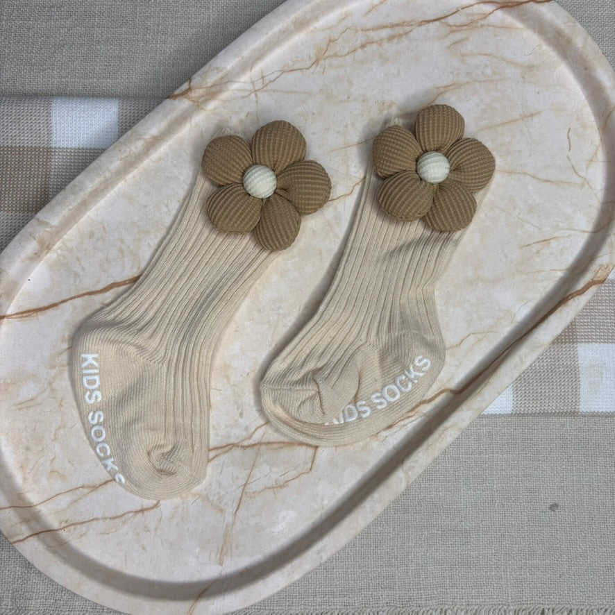 Baby Flower Grip Socks | Cream
