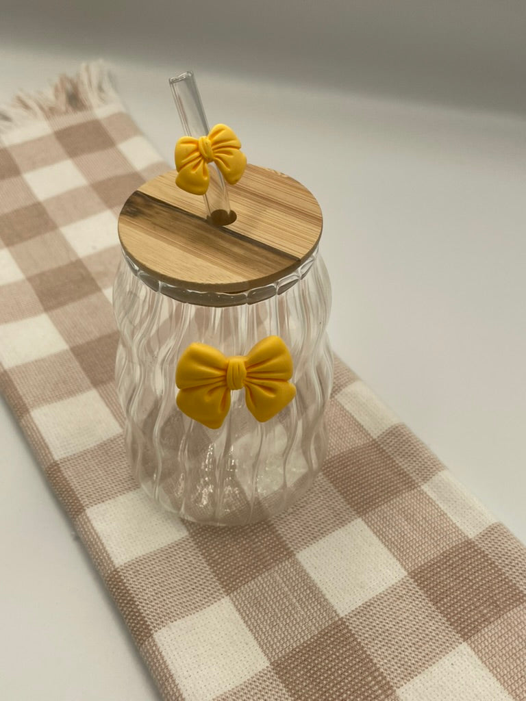 Glass Bow Tumbler | Yellow Squiggle
