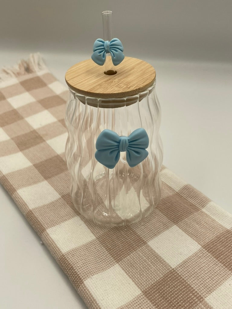 Glass Bow Tumbler |Blue Squiggle