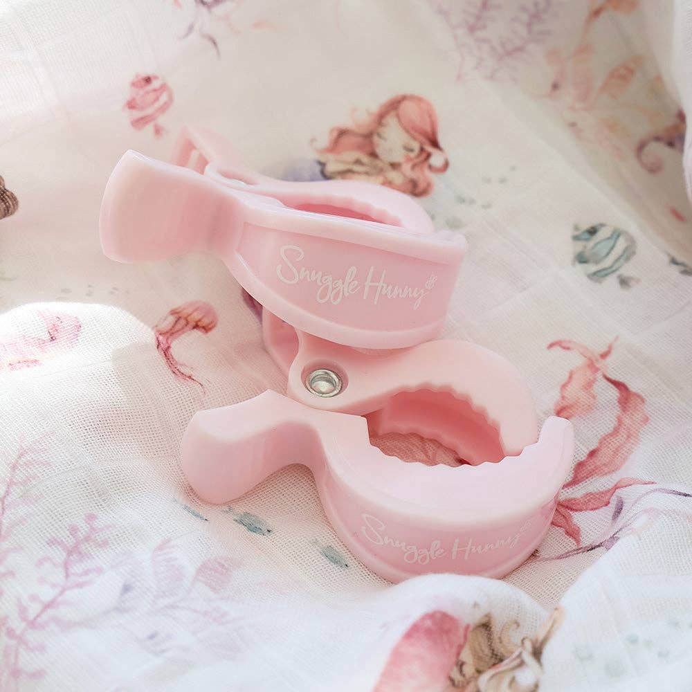Snuggle Hunny Pram Clip Pair - Baby Pink