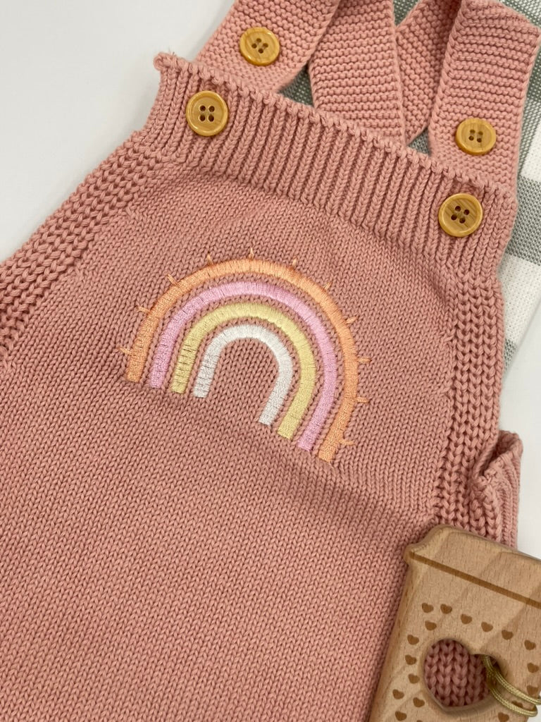Knit Rainbow Romper | Pink