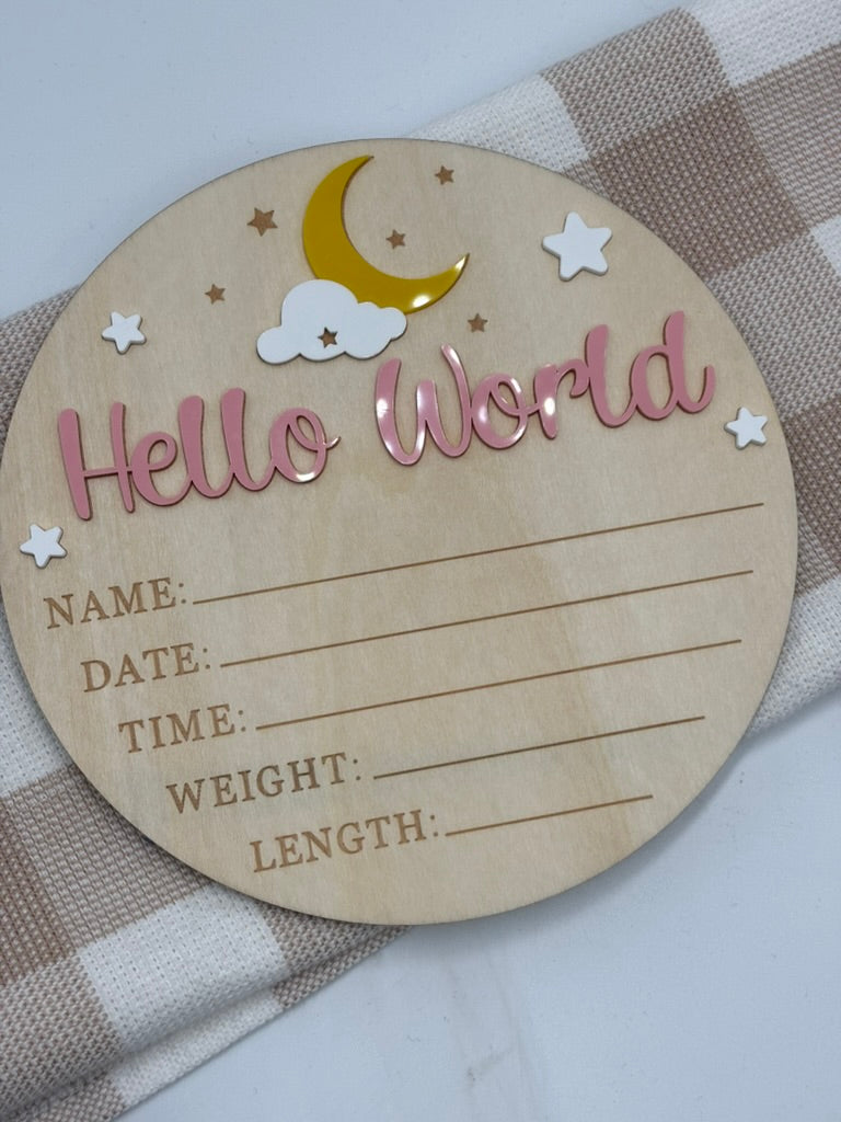 Plaque Hello World | Moon Pink