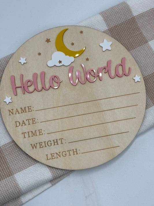 Plaque Hello World | Moon Pink