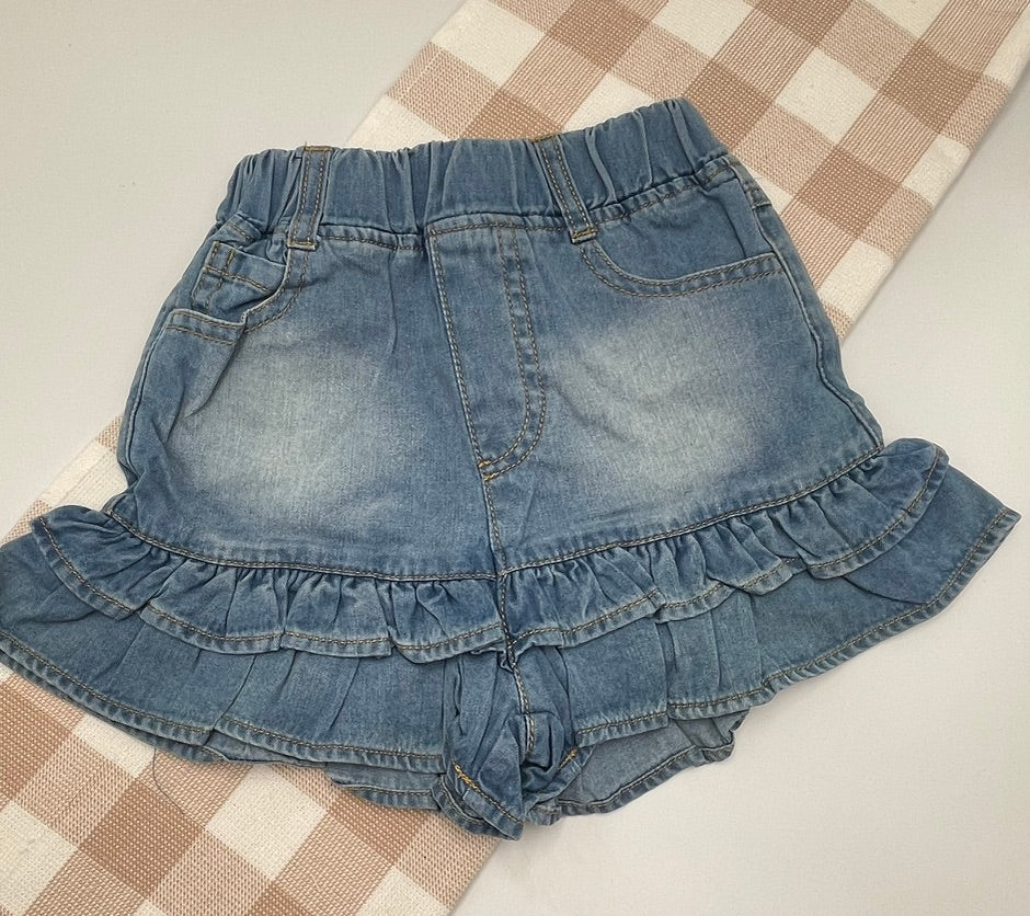Denim Frilled Shorts