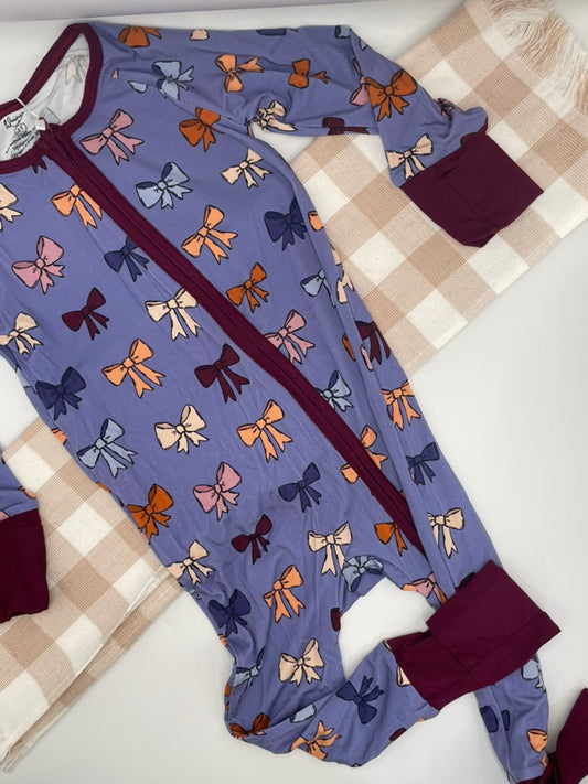 Bows Purple Organic Bamboo Growsuit | T3