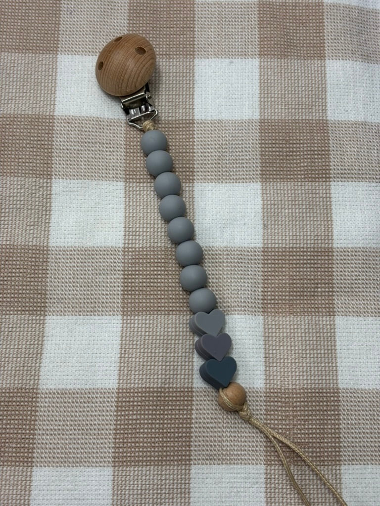 Grey Hearts Silicone Dummy Chain