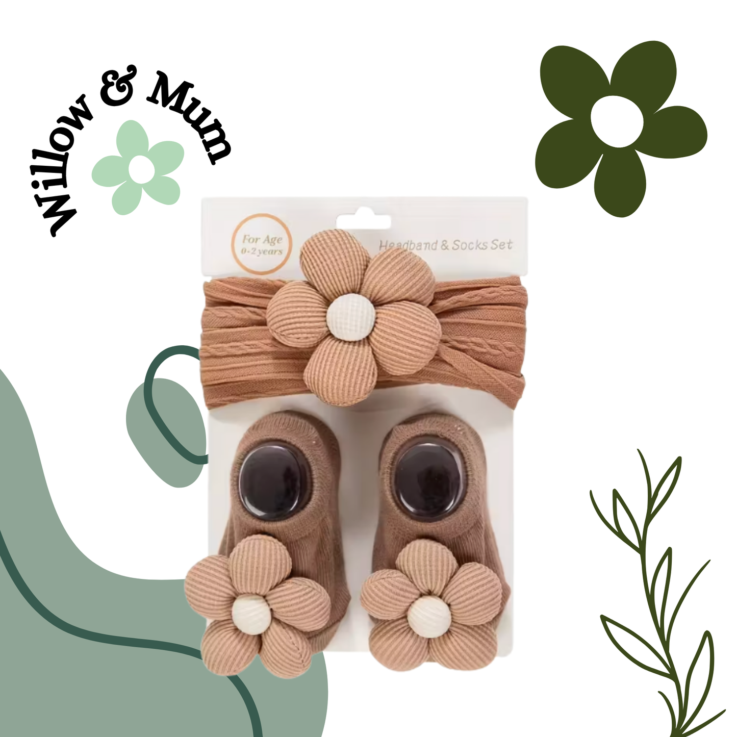 Caramel | Flower Head Band & Socks