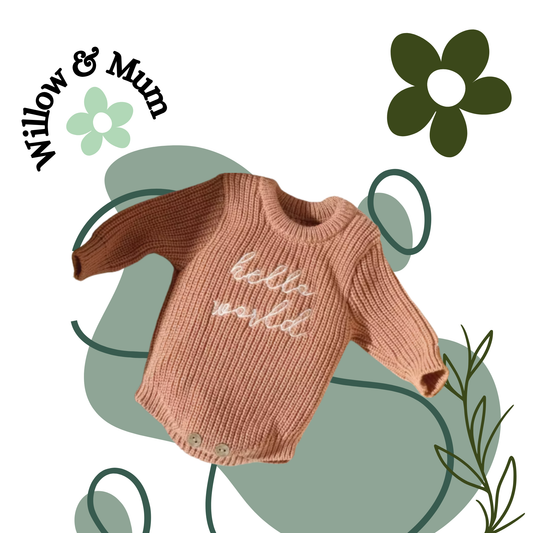 Hello World Onesie | Peach