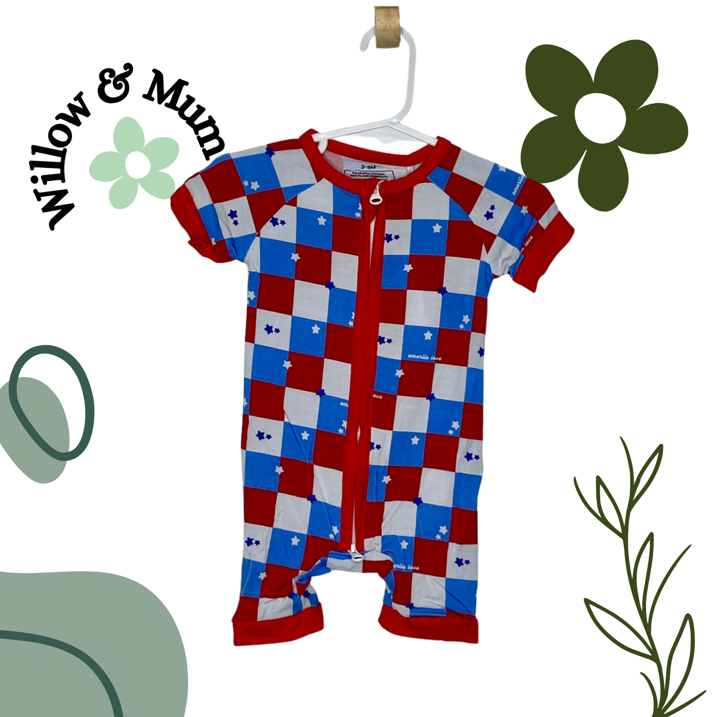 Organic Romper Racing Checks