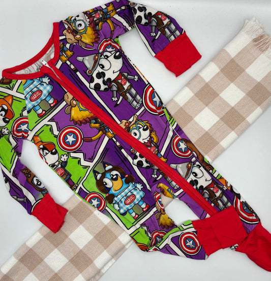 Organic Bamboo Growsuit | Bluey / Avengers