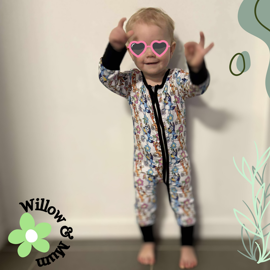 Bluey & Bingo Flower Party Organic Growsuit