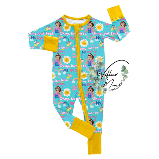 Organic Bamboo Growsuit | But first Ms Rachel