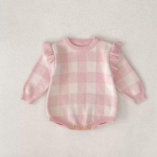 Pink Check Romper