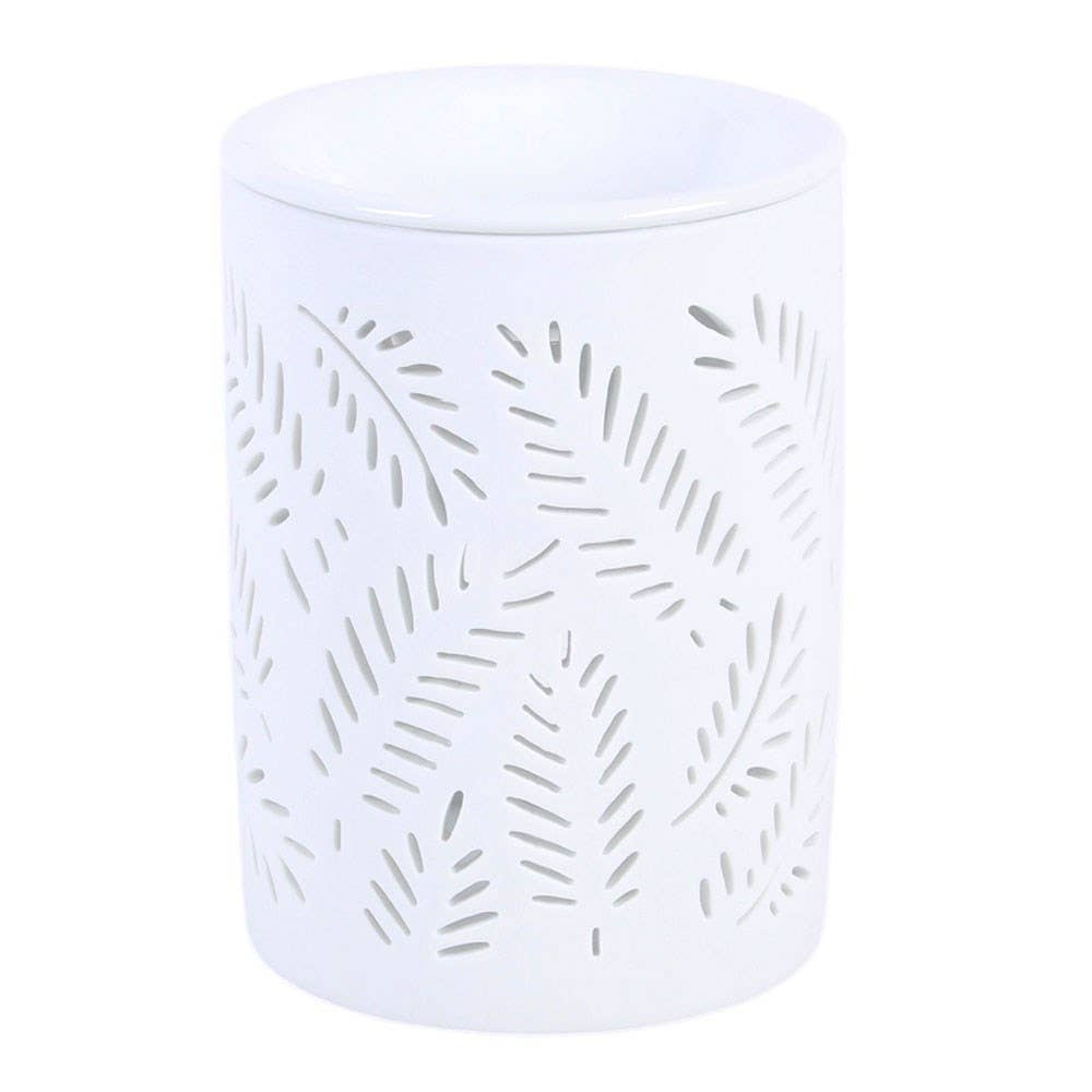 White Leafy Fern Cut Out Oil Burner