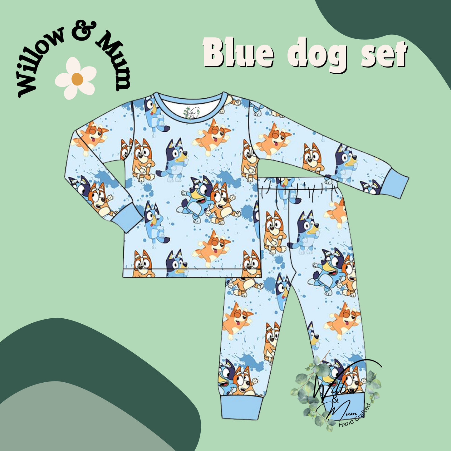 Organic Blue Dog 2pcs Set | Baby